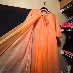 Sheer Nightgown and Cover Orange Vintage Molyclaire Lingerie